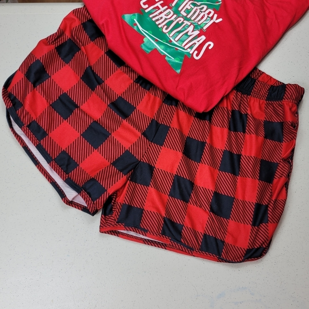 🎈4/$20 Serra Pajama bottoms shorts comfy sleepwear fall Plaid black red No Flaw